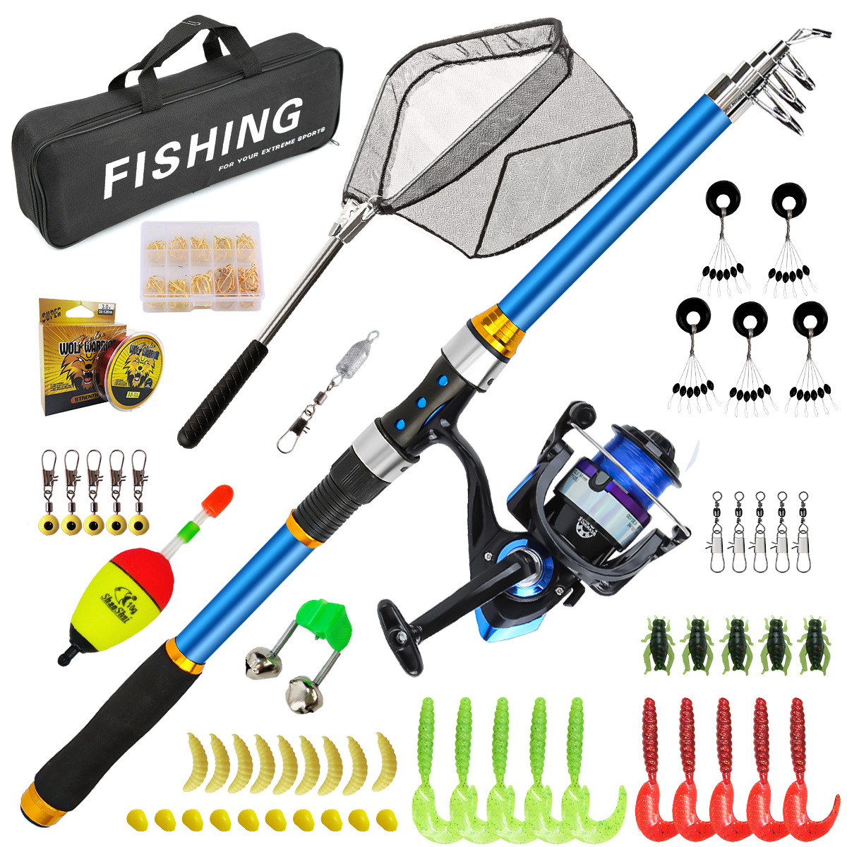 Fishing Rod Spinning - Juego de cañas de pescar telescópicas