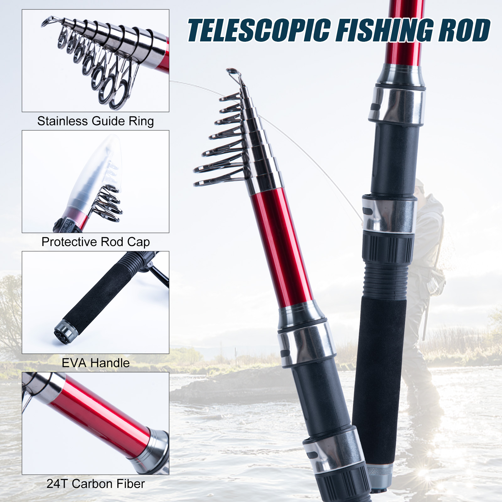 Combo de Caña de Pescar Telesc - Fishing Rod Spinning reseña y precio