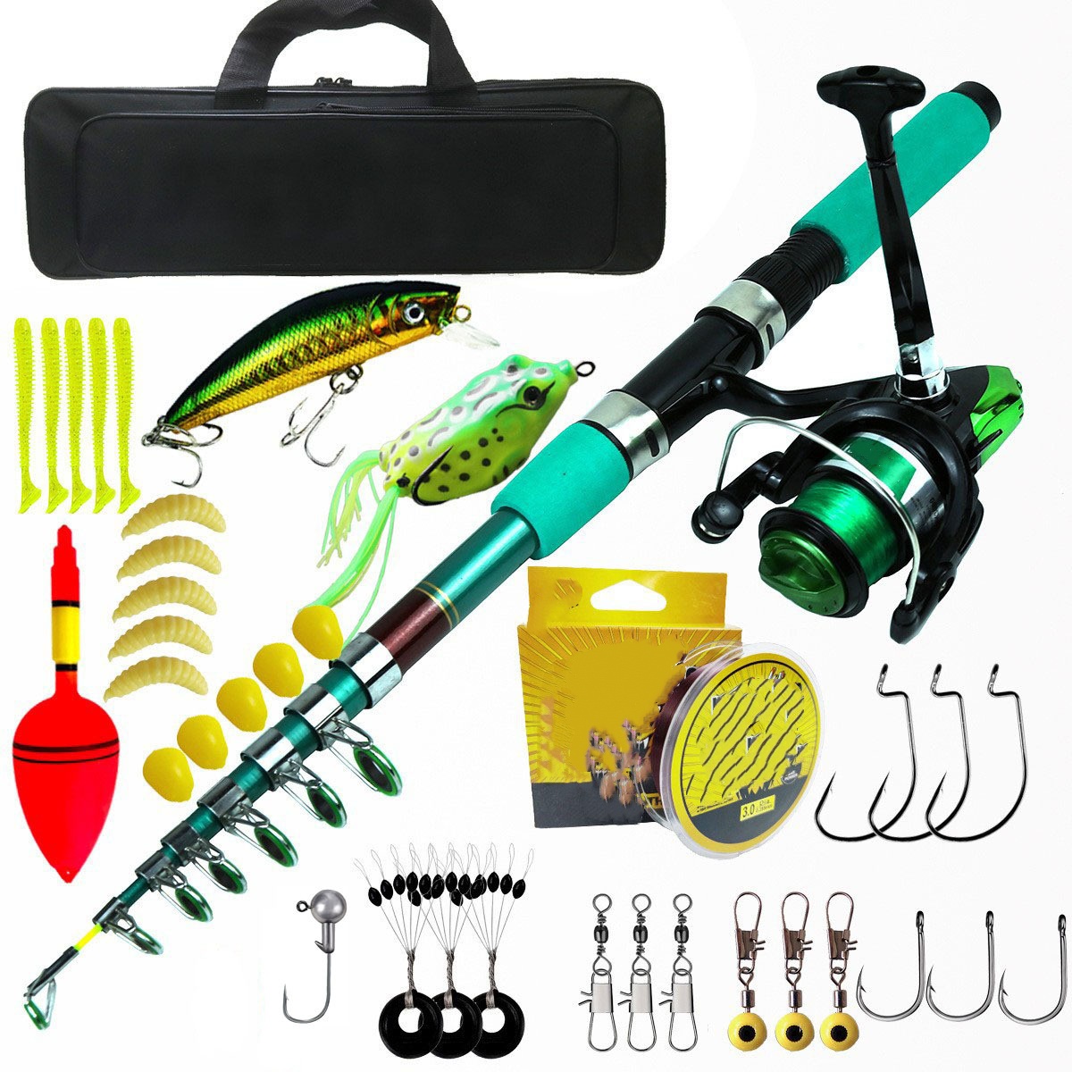 Caña de Pescar Telescópica Por - Fishing Rod Spinning reseña y precio